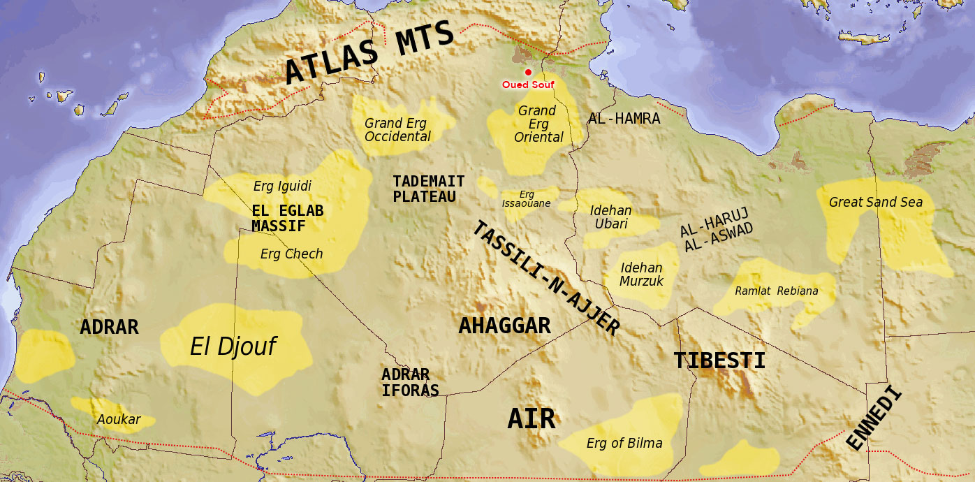 Map of the Sahara, the Oued Souf region