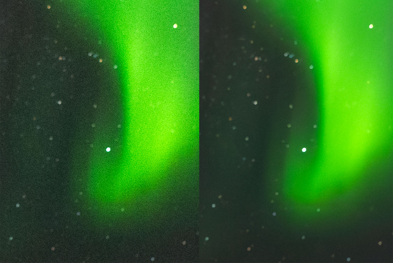 Before / After noise reduction in Lightroom