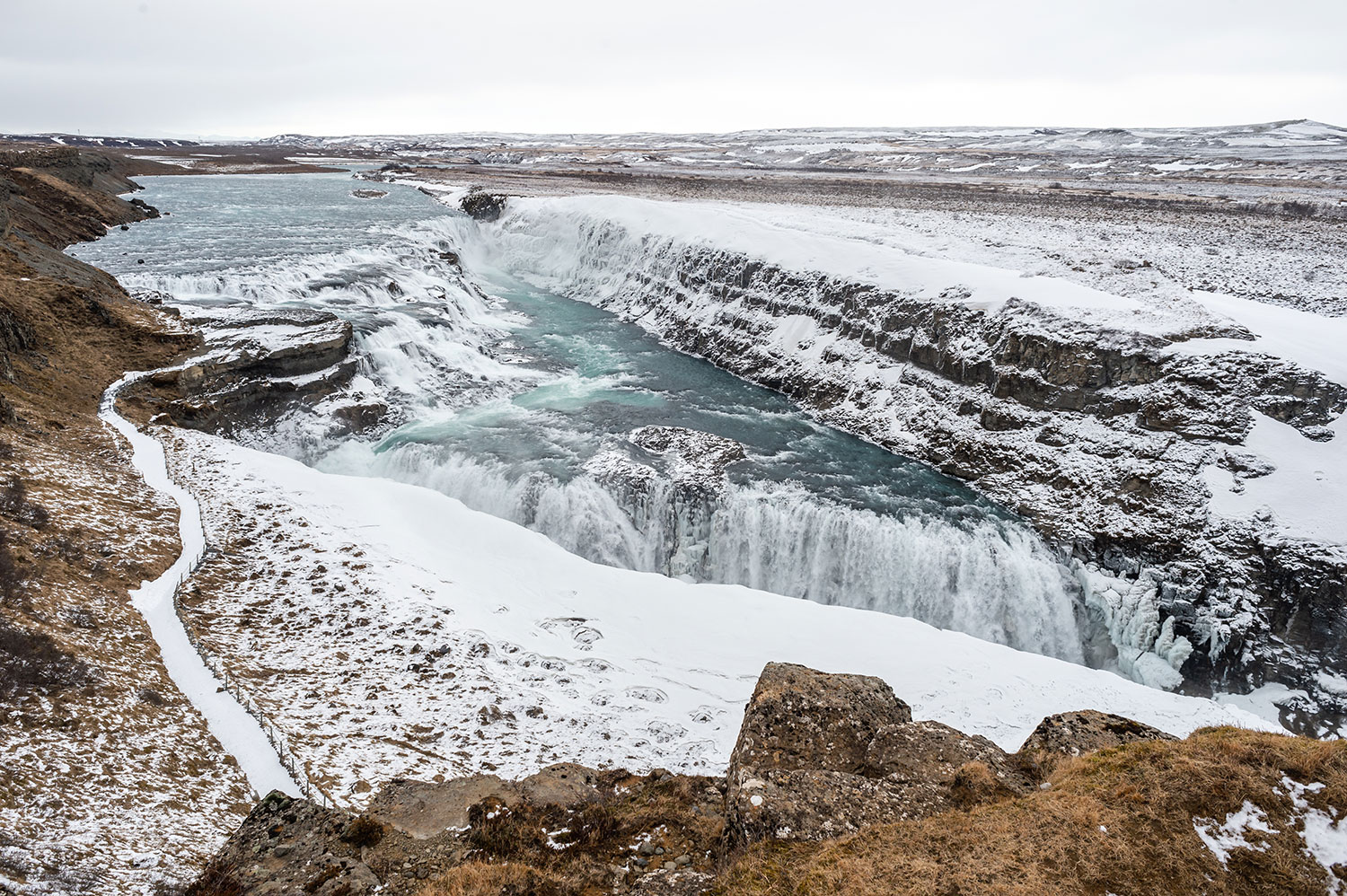 La cascade de Gullfoss dans le cercle d'or d'Islande